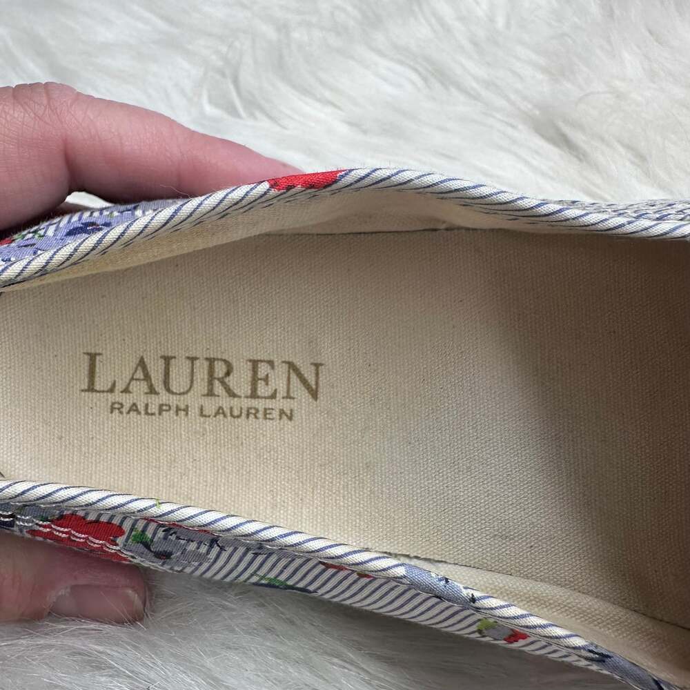 Lauren‎ Ralph Lauren Janis pinstripe floral canvas slip-on sneakers - Picture 5 of 5